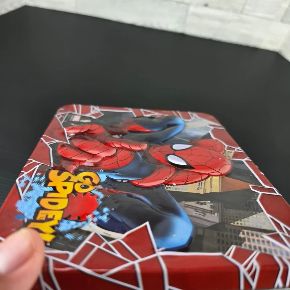 Marvel Spider-Man Go Spidey Embossed Metal Lunch Box Red Blue Tin 2013 Marvel